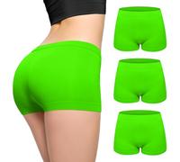 Love My Fashions ® Confezione da 3 boxer da donna in microfibra, a vita alta, senza cuciture, elasticizzati, copertura completa, biancheria intima per donna, Verde fluorescente, Large/X-Large