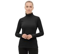 Love My Fashions® Maglietta da donna a collo alto, a maniche lunghe, tinta unita, elasticizzata, a collo alto, Nero , 52/54/plus