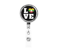 Love Myanmar Flag Burma Heart Heavy Duty Metal Badge Holder Reel, Porta badge retrattile con clip da cintura per portachiavi Titolare della carta nome Dipendente Insegnante