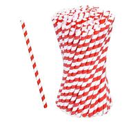 Love Nature Cannucce Cocktail 100 Pezzi - Cannucce Carta Bianco e Rosso - Cannuccia Ecologico