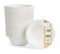 Love Nature Ciotole Usa e Getta di Polpa Canna di Zucchero 350 ml - 100 Pezzi di Ciotole Monouso Ecologico - Stoviglie Usa e Getta