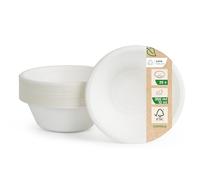 Love Nature Ciotole Usa e Getta di Polpa Canna di Zucchero 350 ml - 25 Pezzi di Ciotole Monouso Ecologico - Stoviglie Usa e Getta
