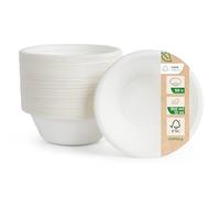 Love Nature Ciotole Usa e Getta di Polpa Canna di Zucchero 350 ml - 50 Pezzi di Ciotole Monouso Ecologico - Stoviglie Usa e Getta