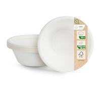 Love Nature Ciotole Usa e Getta di Polpa Canna di Zucchero 500 ml - 10 Pezzi di Ciotole Monouso Ecologico - Stoviglie Usa e Getta