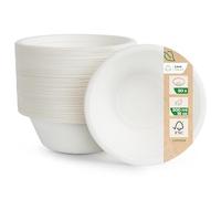 Love Nature Ciotole Usa e Getta di Polpa Canna di Zucchero 500 ml - 50 Pezzi di Ciotole Monouso Ecologico - Stoviglie Usa e Getta