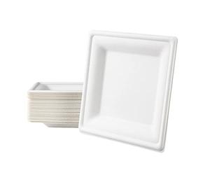 Love Nature Set di Piatti Quadrati Usa e Getta Ecologici 20 cm 50 Pezzi - Biodegradabili di Canna da Zucchero - Stoviglie Economiche