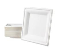 Love Nature Set di Piatti Quadrati Usa e Getta Ecologici 26 cm 50 Pezzi - Piatti Usa e Getta di Canna da Zucchero - Biodegradabili - Stoviglie Usa e Getta Economiche
