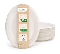 Love Nature Set di Piatti Usa e Getta Ecologici 32 cm 50 Pezzi - Piatti Usa e Getta di Canna da Zucchero - Biodegradabili - Stoviglie Usa e Getta Economiche
