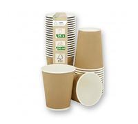 Love Nature Tazze da caffè to Go 250 ml 10 oz - Bicchieri scanalati 25 pezzi in carta kraft - Bicchieri di carta marrone Kraft di caffè, tè, bevande calde e fredde