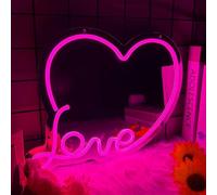 Love Neon Mirror, grazioso specchio da trucco con luce a LED, dimmerabile, insegna al neon per ragazze adolescenti, decorazione per la stanza delle ragazze
