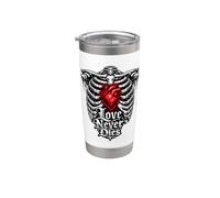 Love Never Dies Gothic Skeleton Rib Cage Heart Dark Romance Bicchiere termico in acciaio inox doppia parete