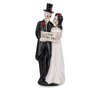 Love Never Dies Statua Resina della Coppia di Scheletri, Decorazioni Scheletro Halloween della Sposa Sposo Figurina di nozze degli amanti Ornamento Gotico del Fantasma per Party Bouquet Cake Topper