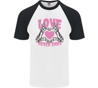 Love Never Ends Gothic Valentine's Day Uomo S/S Baseball T-Shirt