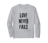 Love Never Fails 1 Corinzi 13:8 Versetto Bibbia Fede Maglia a Manica