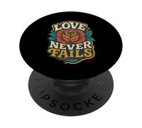 Love Never Fails 1 Corinzi 13:8 Versetto della Bibbia Cristiano PopSockets PopGrip Adesivo
