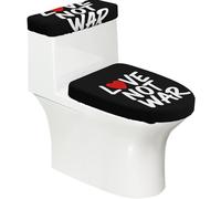 Love Not War, set di 2 copriwater elastici per il bagno, con coperchio e copertura per serbatoio, morbidi, lavabili, a forma di U, decorazione per WC