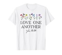 Love One Another Daisy Boho Christian Bible Verse John 13:34 Maglietta