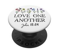 Love One Another Daisy Boho Christian Bible Verse John 13:34 PopSockets PopGrip Adesivo
