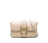 Pinko Love One Slouchy Borsa a Tracolla in Pelle, Beige, 22 x 12 x 6 cm, con Dettaglio Uccelli Dorati