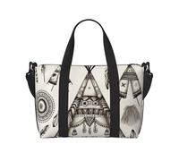 Love Owl - Borsa da viaggio unisex, resistente all'acqua, borsa da palestra per fine settimana, grande capacità, tracolla regolabile, Tenda Teepee con fascia per la testa della piuma, Taglia unica