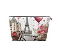 Love Paris Tower Caffè Vino Profumo Bicicletta Cuore Stampa Borsa da Viaggio in Pelle Borsa da Viaggio per Donna Borsa da Viaggio per Articoli da toeletta Cosmetici Borsa per Trucchi, Argento, Taglia
