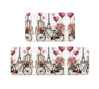 Love Paris Tower Caffè Vino Profumo Bicicletta Cuore Stampa Tappeti Cucina Mat Mat Tappetini Da Cucina Per Pavimento 2 Pezzi Per Pavimento Casa Ufficio Lavanderia