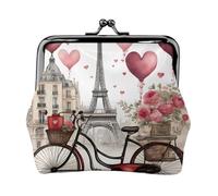 Love Paris Tower Caffè Vino Profumo Bicicletta Cuore Stampa Vintage Pelle Cambiare Borsa Elegante Piccolo Portamonete per le Donne Portafoglio Mini
