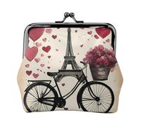 Love Paris Tower Caffè Vino Profumo Bicicletta Cuore Stampa Vintage Pelle Cambiare Borsa Elegante Piccolo Portamonete per le Donne Portafoglio Mini
