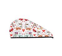 Love Paris Tower Caffè Vino Profumo Bicicletta Cuore Stampato Asciugamano per Capelli Avvolgente, Super Assorbente Cuffia per Capelli Secchi per Donna Cuffie da a per Palestra Salone Bagno Docc