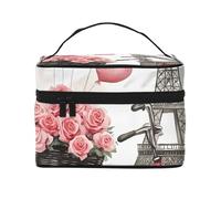 Love Paris Tower Coffee Travel Makeup Bag - Organizer portatile per articoli da toeletta con scomparti con cerniera per spazzole, bottiglie e prodotti per la cura della pelle