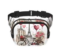 Love Paris Tower Coffee Wine Profumo Bicicletta Cuore Stampa Uomini e Donne Piazza Doppio Strato Marsupio Allenamento Crossbody Viaggio Marsupio, nero, Taglia unica
