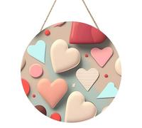 Love Pattern Round Wood Panel Painting 30,5 cm. Opera d'arte squisita, legno ecologico, una scelta elegante per la decorazione della casa.