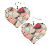 Love pattern stampe eleganti orecchini a forma di cuore leggeri accessori da donna perfetti per feste e San Valentino.