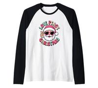 Love Peace Christmas retrò Maglia con Maniche Raglan