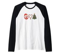 Love Peace Christmas Vibes Retro Christmas Maglia con Maniche Raglan