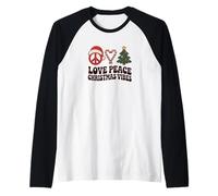 Love Peace Christmas Vibes Retro Christmas Maglia con Maniche Raglan