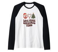 Love Peace Christmas Vibes Retro Christmas Maglia con Maniche Raglan