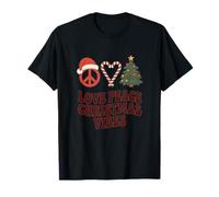 Love Peace Christmas Vibes Retro Christmas Maglietta