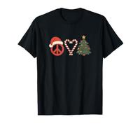 Love Peace Christmas Vibes Retro Christmas Maglietta