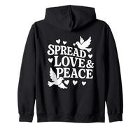 Love & Peace Colomba Uccelli Cuore Inspirational Positive Citazione Felpa con Cappuccio