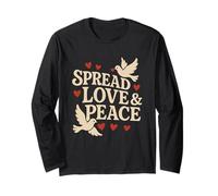 Love & Peace Colomba Uccelli Cuore Inspirational Positive Citazione Maglia a Manica