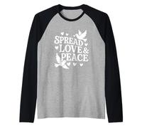 Love & Peace Colomba Uccelli Cuore Inspirational Positive Citazione Maglia con Maniche Raglan