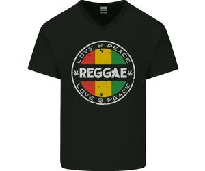Love Peace Reggae Music Maglietta In Cotone A V Per Uomo