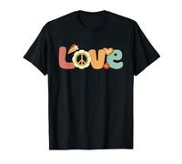 Love Peace Sign Hippie Retro Fiore Groovy Lettera Vibe Maglietta