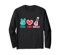 Love Peace Ukulele I Chitarra Musica Cuore Strumento Maglia a Manica