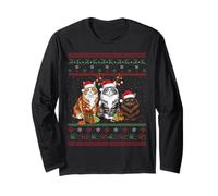 Love Persian Cats Happy Christmas Funny Brutto Natale Maglia a Manica
