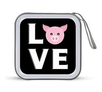 Love Pig - Custodia protettiva per CD e DVD, capacità 40, per auto, casa, viaggio
