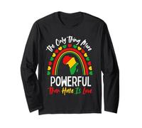 Love Powerful Than Hate Rainbow Black History Month Maglia a Manica