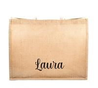 love print Borsa da spiaggia personalizzata in materiale juta con manici in cotone Dimensioni: 44,5cm/14cm/35cm con nome