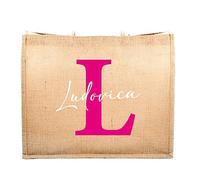 love print Borsa da spiaggia personalizzata in materiale juta con manici in cotone Dimensioni: 44,5cm/14cm/35cm